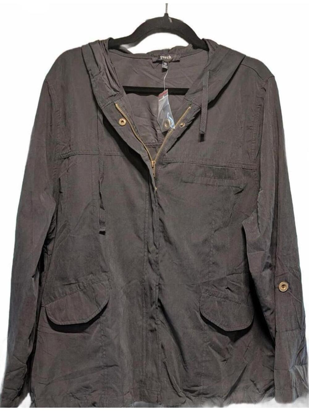 Perch Women's Black Hooded Jacket Size 2X